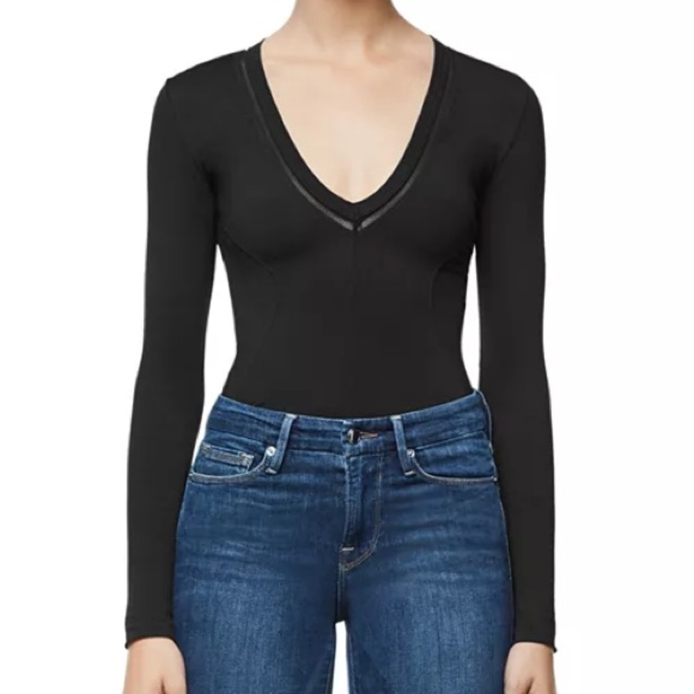 Good American Black Core Deep-V Bodysuit